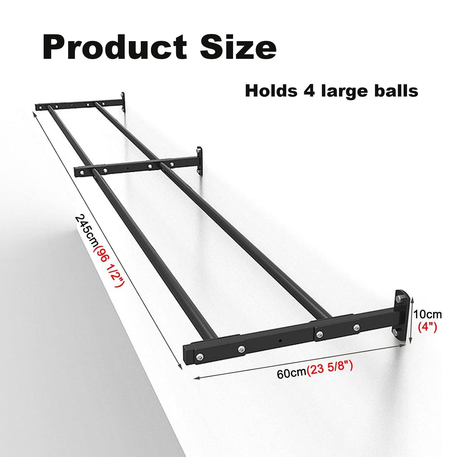 Genérico Soporte para Pelotas de Ejercicio, Soporte de Pared para Pelotas de Yoga, Soporte Expositor para Pelotas de Estabilidad con Tornillos de Montaje, para Gimnasios, Estudios y Hogares