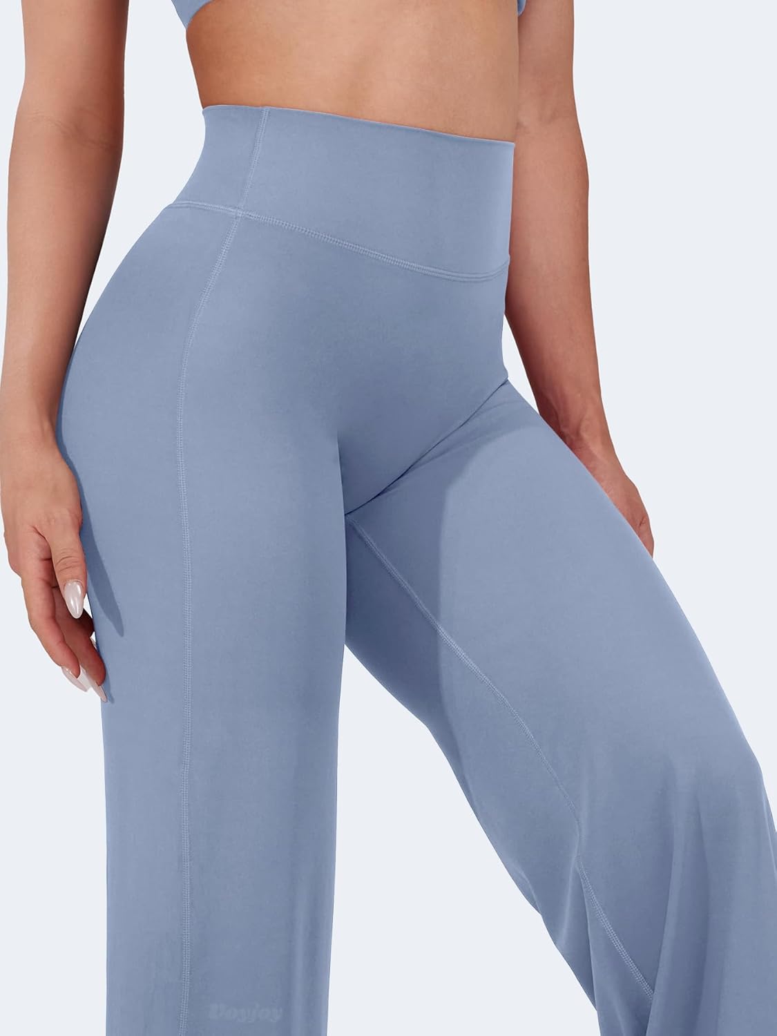 VOYJOY Straight Leggings Bottoms Wide Leg Pants for Women 29"/ 31.5"/33"/35" High Waist Stretch Casual Sweatpants - Image 2