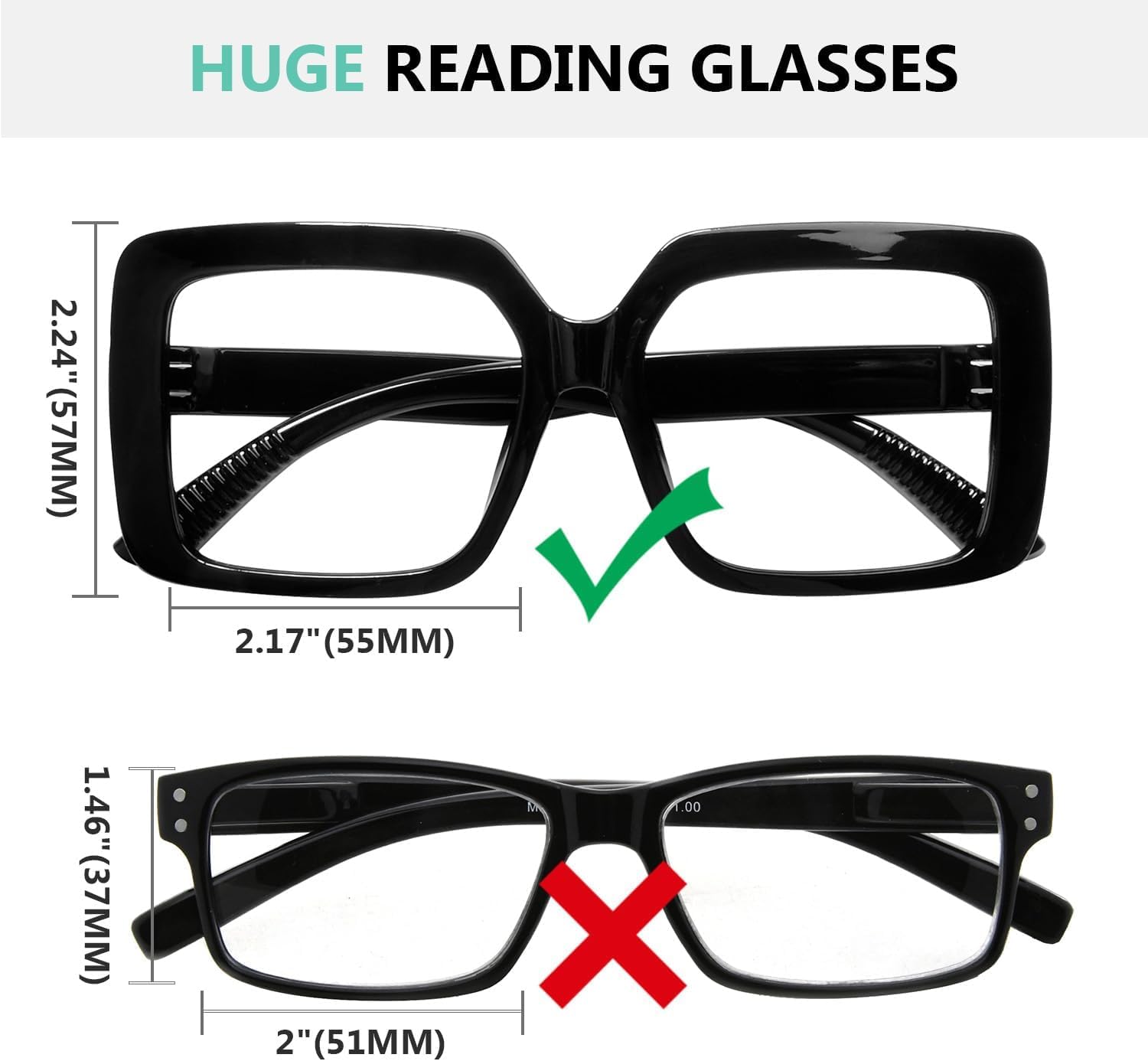 Eyekepper 6 Pack Huge Oversized Reading Glasses Women, Metalless Blue Light Blocking Computer Readers Screwless Spring Hinges - Image 5