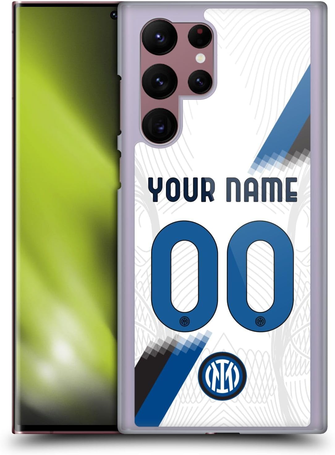Head Case Designs Officially Licensed Custom Customized Personalized Inter Milan Away 2023/24 Kit Hard Back Case Compatible with Samsung Galaxy S22 Ultra 5G