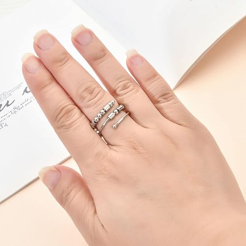 Miniatura 5 de GOGOEY Morse Code Rings for Women, Stainless Steel Spinner Ring Fidget Rings for Anxiety Ring Morse Code Rings Inspirational Gifts Jewelry Women