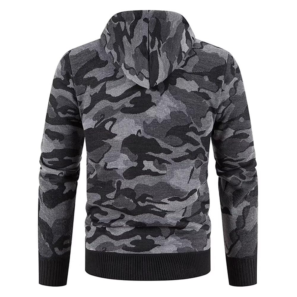 Sweats à-Capuche Pulls-Cardigans Homme - Tricoté Zippé Vetement Sport Blouson Automne Hiver Polaires Doublé Chaude Pull Hoodie Capuche Sweater Gilets Vêtement Chandail Jacket Homme