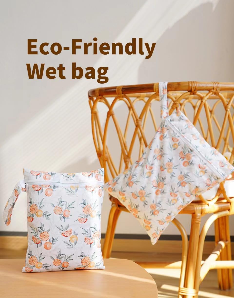 Wet Bag Impermeabile 2 Misure Borsa Riutilizzabile Pannolini Tiralatte Tasche Zip Manico Set da 2