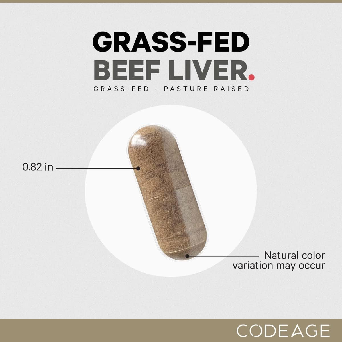 Codeage Grass Fed Beef Liver Supplement Superfood, Freeze Dried, Non-Defatted, Desiccated Beef Liver Glandulars Bovine Pills, Liver Health, Pasture Raised Beef Vitamins, Non-GMO, 180 Capsules