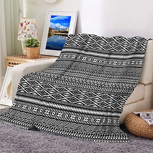 Plaid polaire 180x220cm en flannel de qualité supérieure noir blanc