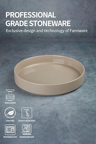 Miniatura 7 de famiware Nebula - Tazones de pasta para 4, juegos de ensaladas de 8.75 pulgadas, cuencos grandes y anchos para servir la cena, color marrón canela