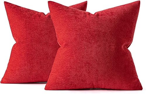 Miniatura 6 de MIULEE Paquete de 2 fundas de almohada decorativas rojas de 20 x 20 pulgadas, fundas de cojín de felpilla suave para sofá, decoración del hogar,