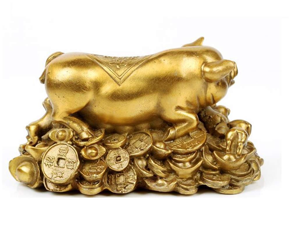 Amazon.co.jp: 風水グッズ 銅製 金運祈願の豚 風水 置物 開運祈願 金色