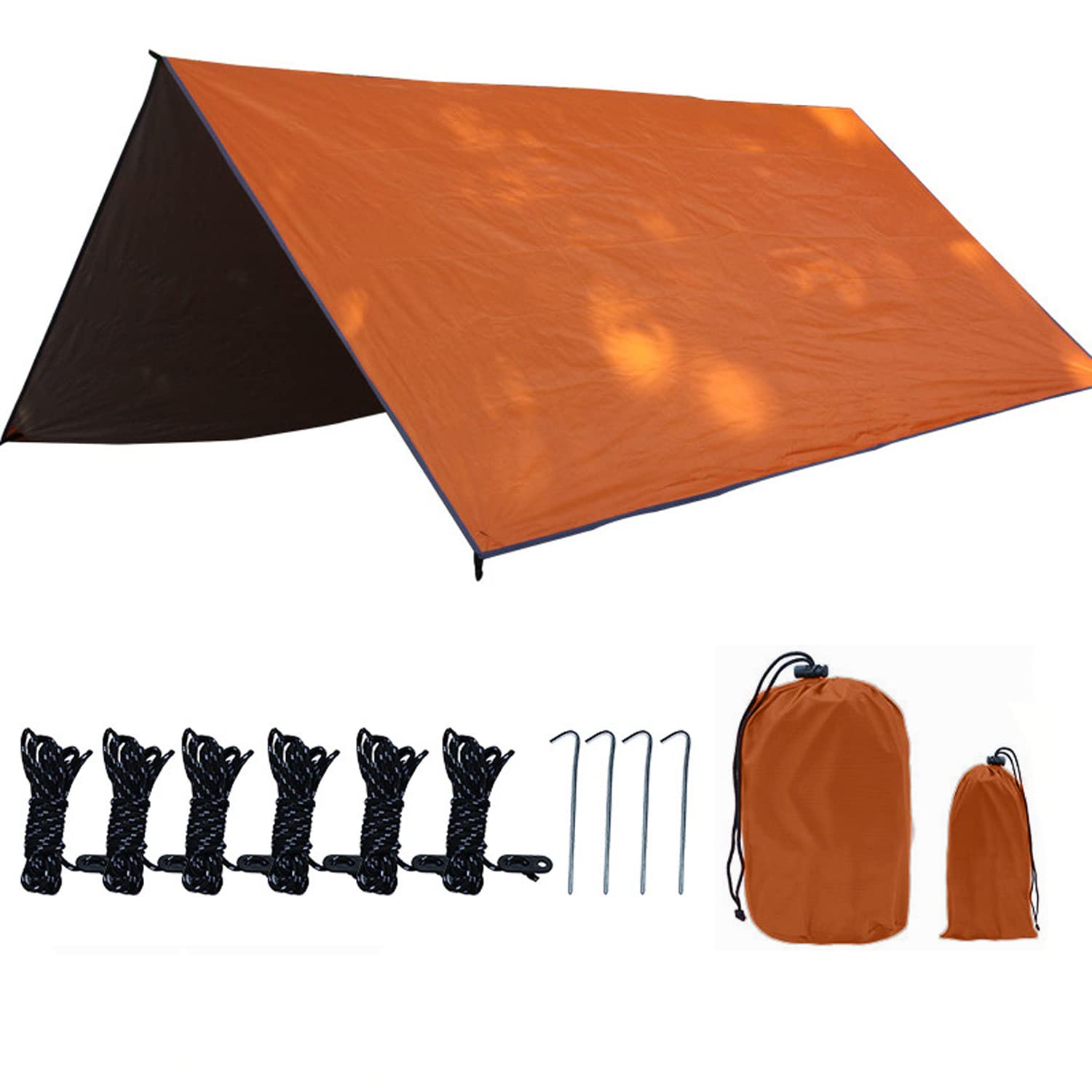 wasserdichte Zeltunterlage Zeltplanen Camping Zelt Tarp, Anti-UV Sonnensegel Sonnenschutz Leicht Und Kompakt wasserdichte Zeltunterlage Für Sandstrand Hängematte (Orange)
