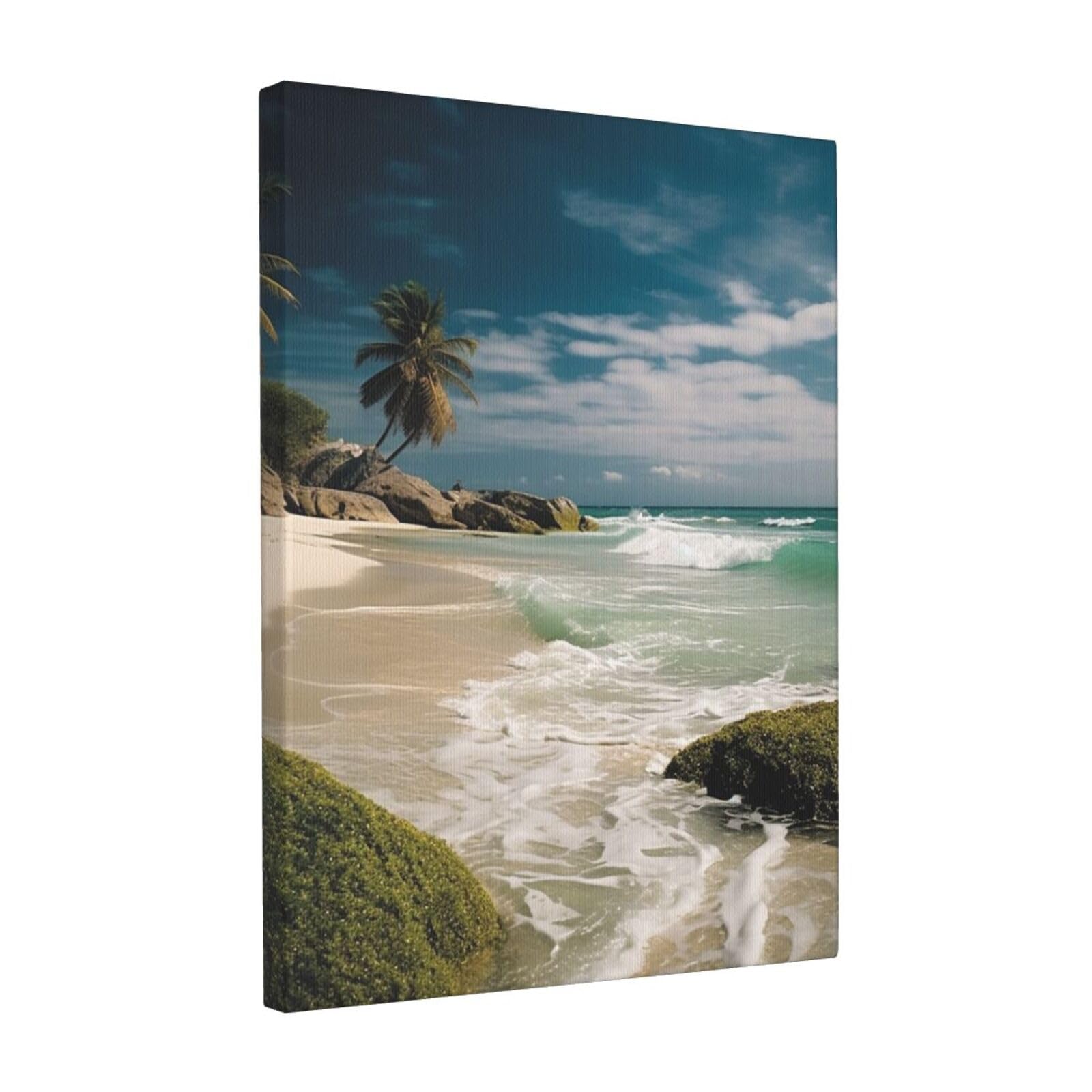 FodPand Beach Ocean Canvas Wall Art for Living Room Wall Decor 12"x16" Modern Artwork Painting Pictures Hanging Canvas Prints Aesthetic Wall Art for Bedroom Bathroom Office Wallart Decor