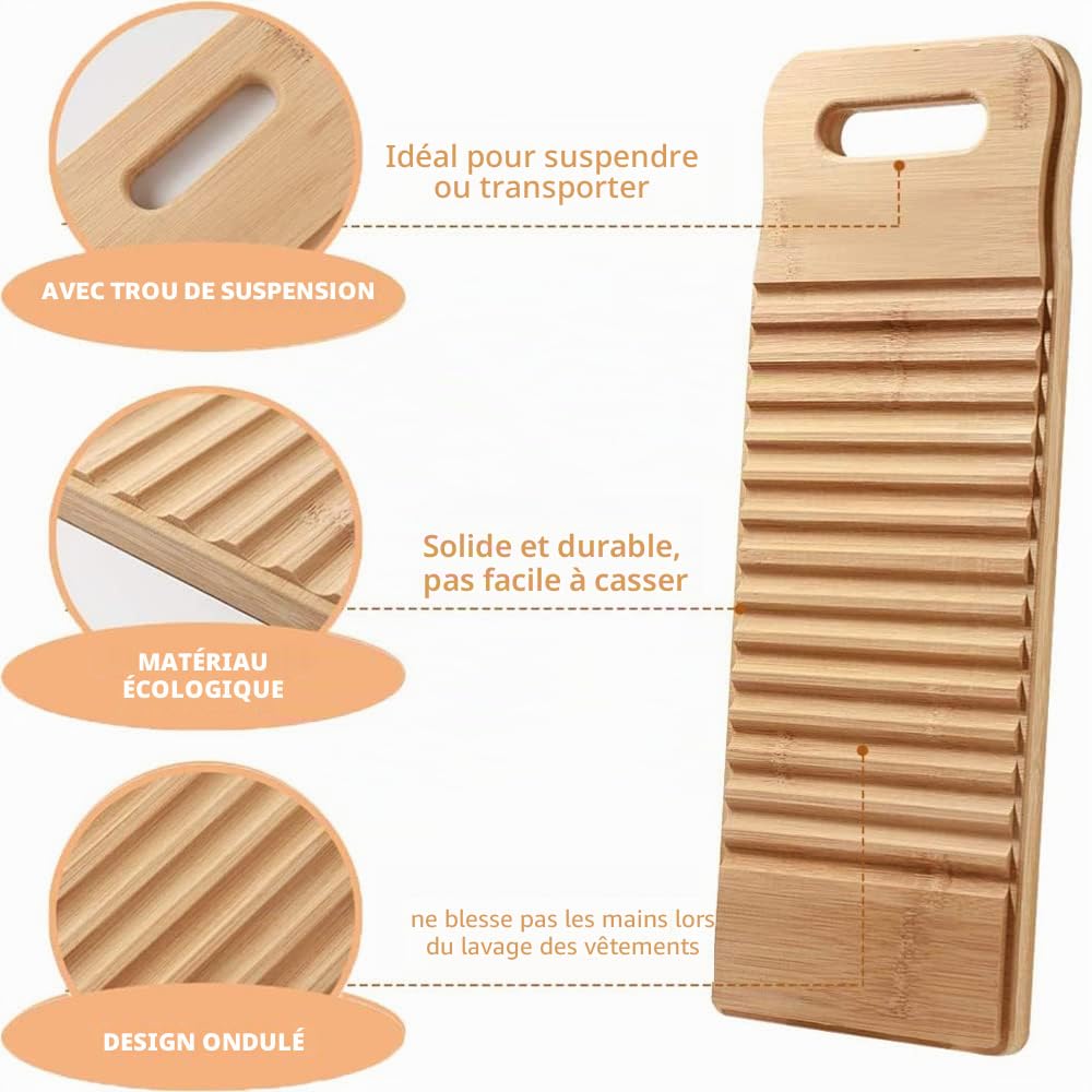 Planche À Laver en Bois, 1 Pièce Planche À Laver Linge Manuel Conseil, Anti- Slip Blanchisserie De Nettoyage Conseil, Convient pour Nettoyer les Vêtements des Enfants