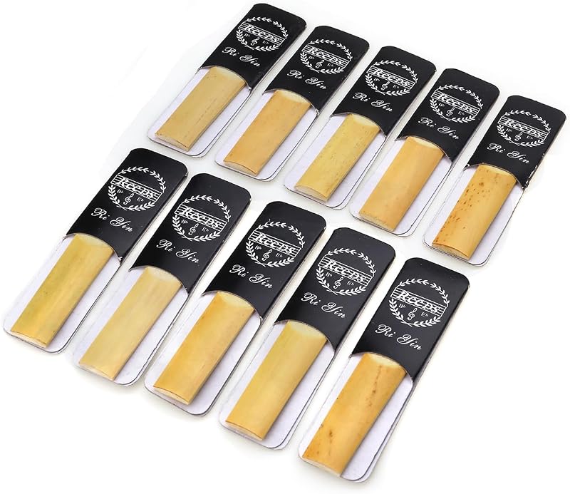 NANYI Alto Sax Reeds Strength 2.5, 10-Pack Traditional Cane for Beginner | Thinner vamp for easy blow, hard storage case, unfiled cut. For students, band class, daily practice, warm tone.