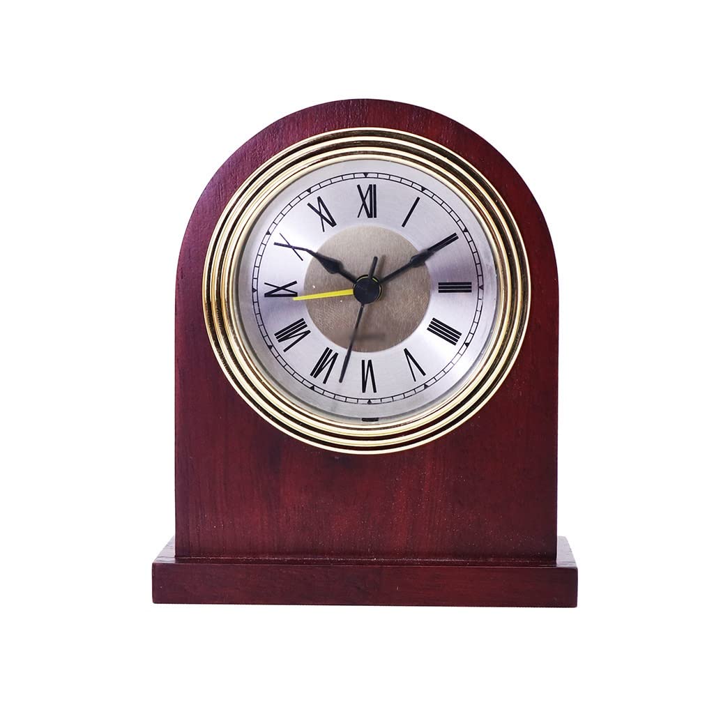 HRWLY Wooden Table Clock Bedroom Bedside Snooze Alarm Wood Desktop Clocks Home Decoration Desk(Argento)