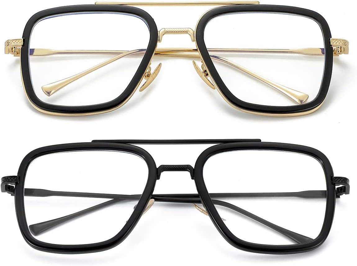 Tony Stark Style Blue Light Blocking Glasses for Men Women, Iron Man and Spider-Man Computer Gaming Glasses