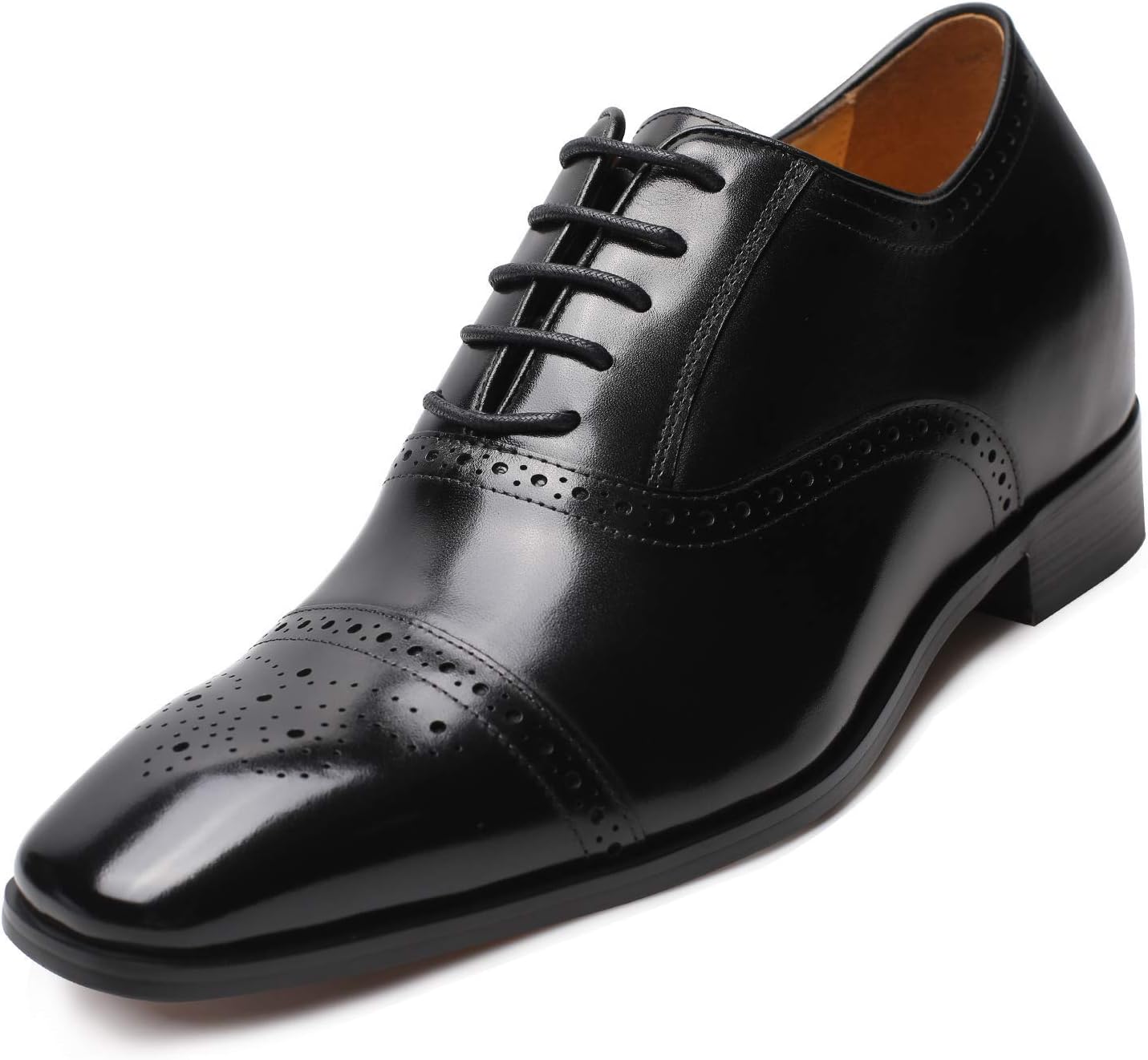 CHAMARIPAElevator Shoes for Men Invisible Height Increasing 7.5CM/2.95 Inches- Leather Height Increasing Formal Dress Shoes for Working, Dating & Party