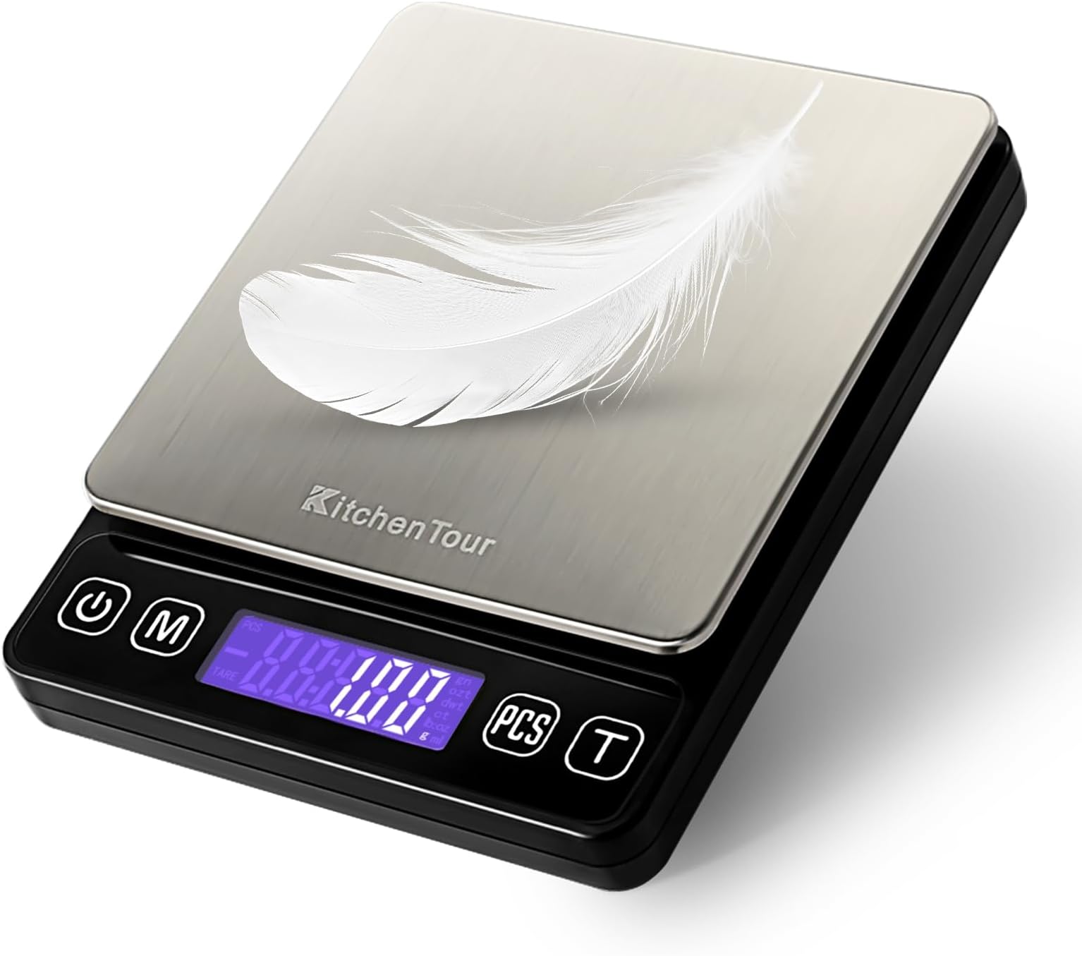 KitchenTour Digital Kitchen Scale - 500g/0.01g High Accuracy Precision Multifunction Food Meat Scale Small Scale Jewelry Lab Carat Powder Scale with Back-Lit LCD Display(Batteries Included)