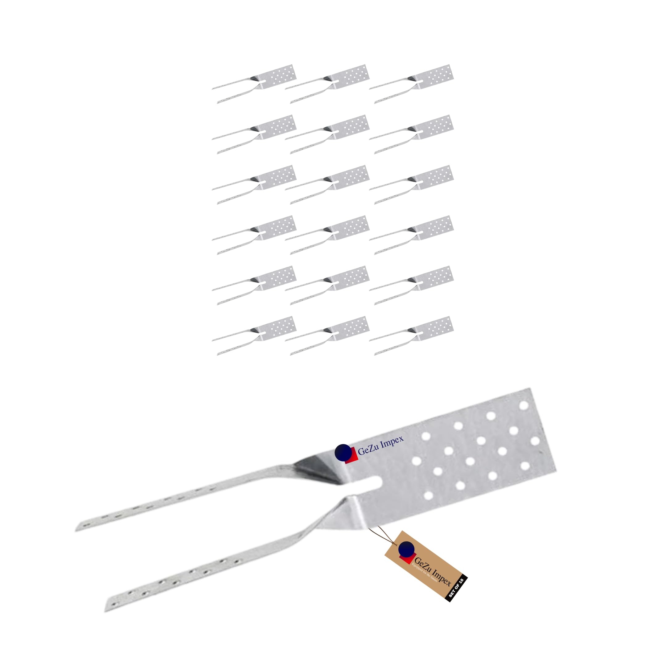 GeZu Impex Ancoraggio Biforcuto 320 x 48 x 1.5 mm Set di 18 | Zincato Set di18 Connettore in Legno Ancoraggio per Capriate, Piastra di Ancoraggio Biforcuta