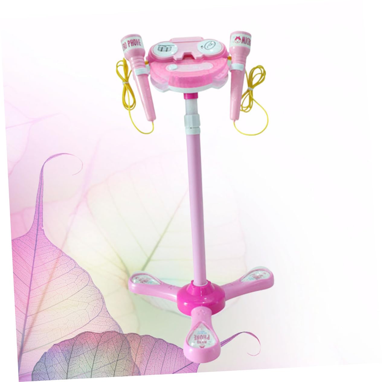 ORFOFE Microfono Giocattolo per Rosa con Illuminazione e Musica Doppi Microfoni Karaoke per Ragazzi e Ragazze Amplificatore e Funzioni Compatibili con Smartphone Gioco Educativo per