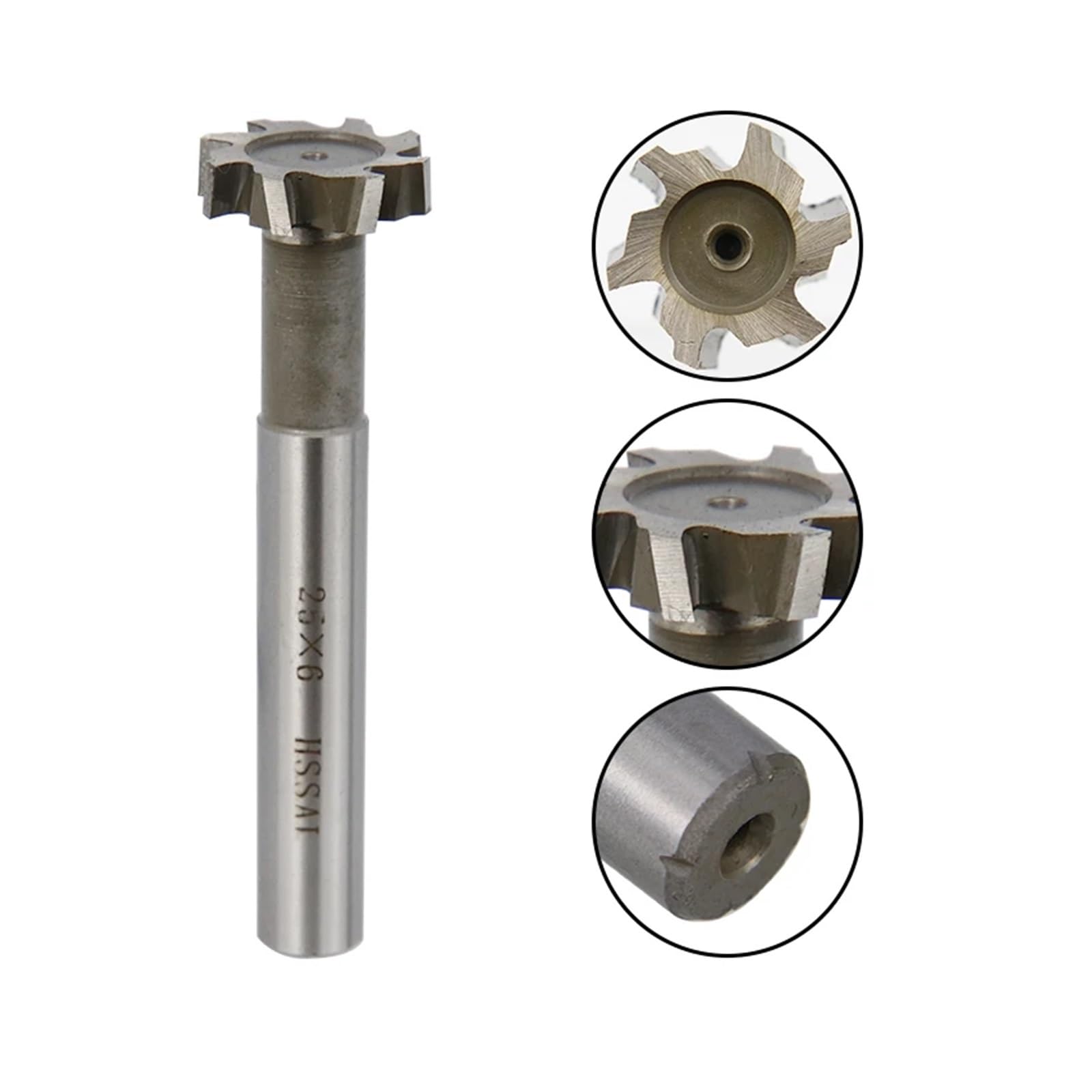 fraisage de fente en T Fraise à fente en T 8-20mm, fraise en bout HSS for le travail des métaux, outil de rainure de clavette, fraisage en bout en carbure de tungstène(8x2.5x6x60)