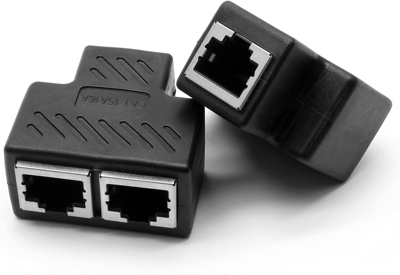 Eilumduo 4 Pack RJ45 Splitter Adapter 1 to 2 Splitter 8P8C Plug