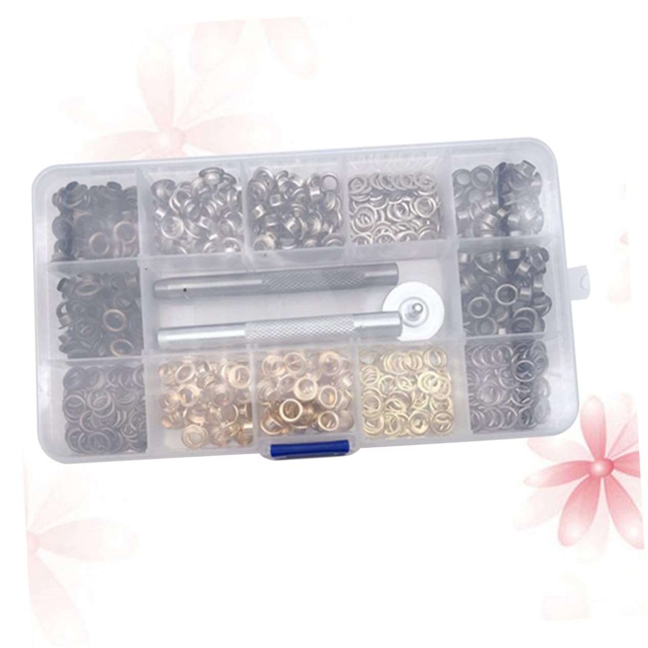 400pcs DIY Essential Metal Eyelets Button Set Grommets Kit Tools for Shoes Clothes Crafts Storage Box