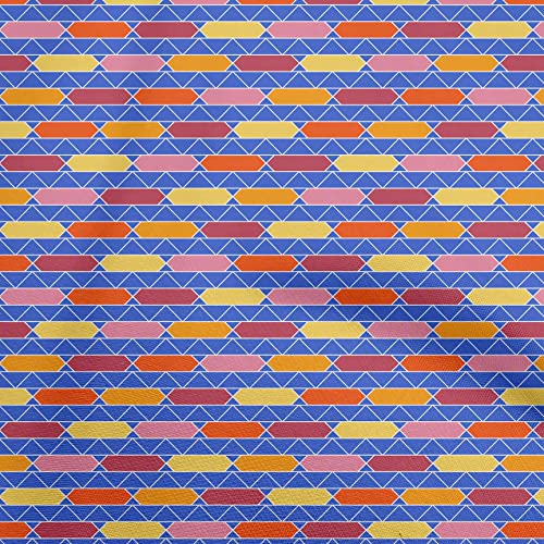 oneOone Cotton Poplin Blue Fabric Geometrical Fabric for Sewing Printed Craft Fabric By The Yard 42 Inch Wide
