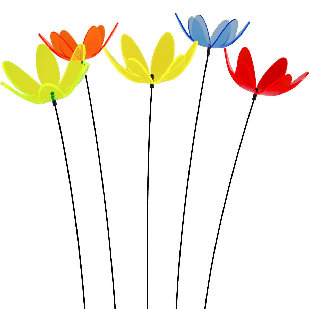 SUNPLAY Sonnenfänger Seerose im FARBMIX, 5 Stück zu je 15 cm Durchmesser im Set + 70 cm Schwingstäbe