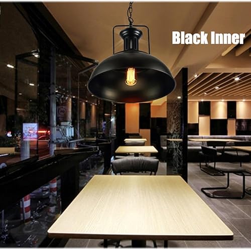 Miniatura 3 de Iluminación colgante vintage de metal negro con cadena para isla de cocina, altura ajustable, lámpara colgante industrial, pantalla individual para