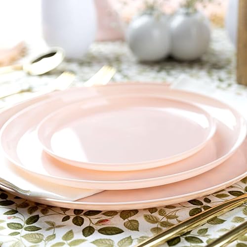Miniatura 4 de Blue Sky Edge Collection - Platos desechables rosas de 6.3 pulgadas, 10 unidades, vajilla desechable elegante y resistente para fiestas, eventos y