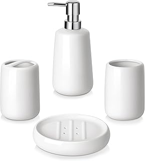 vancasso White Bathroom Accessories Set, Ceramic Soap Dispenser and Toot...