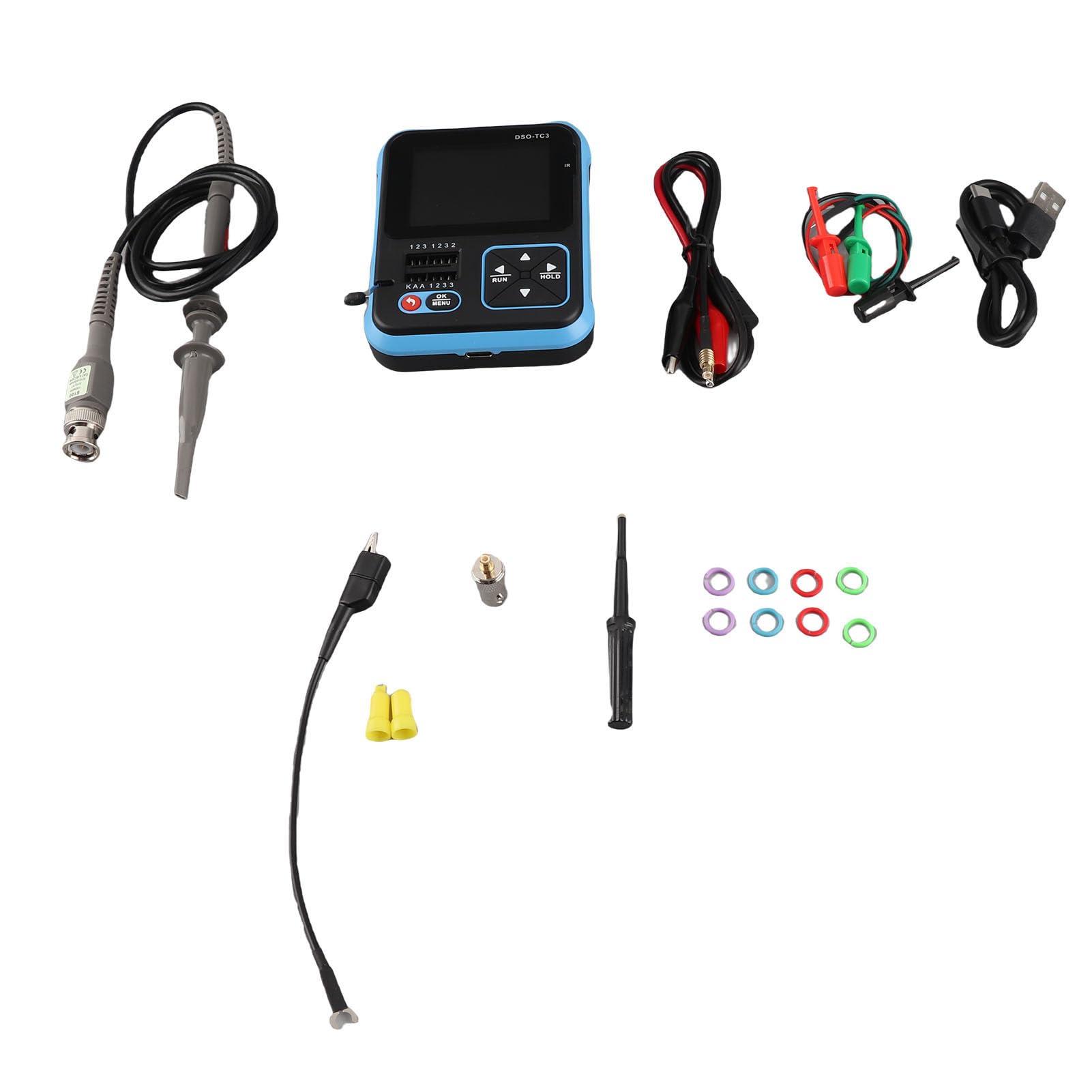 Cocoarm Osciloscopio Digital de Mano, Medidor de Osciloscopio ABS con Comprobador de Transistores, S 500KHz TFT de 2,4 Pulgadas, Generador de Señal para Reparación de Electrónica, Pruebas de