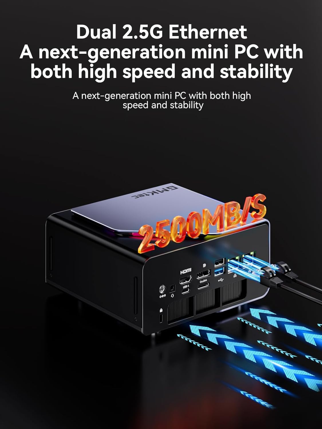 GMKtec K12 Ryzen 7 Mini PC Gaming Oculink AMD R7 H 255 (Mejorado 8745HS) 32GB DDR5 RAM 1TB SSD, Mini Ordenador Expansión de Almacenamiento 3X M.2 2280,Doble Nic 2.5G/HDMI 2.1/USB4