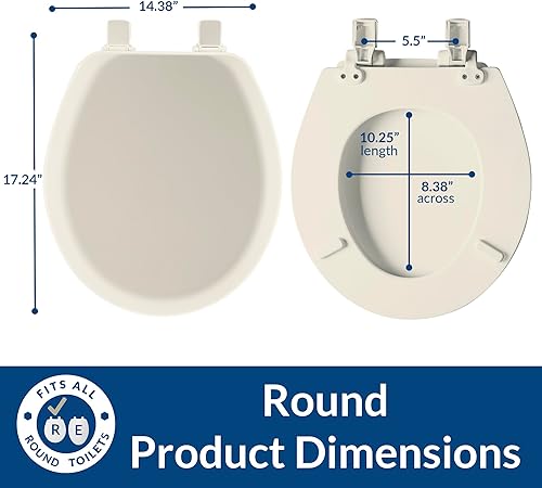 Miniatura 5 de Mayfair Mayfair 41EC 346 Cameron El asiento de inodoro nunca se aflojará y eliminará fácilmente, redonda, duradera madera esmaltada, galletas  lino