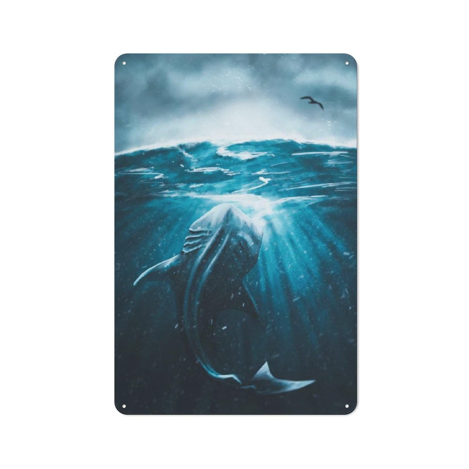 Junmoney Whale Shark-1 Tin Wall Plaque 30X20cm With Whale Shark For Bar Or Restaurant, Housewarming Wall Decor For People Furnishing Bar And Restaurant