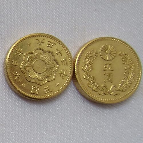 日本の金貨5元大正13年金メッキレプリカ記念コイン