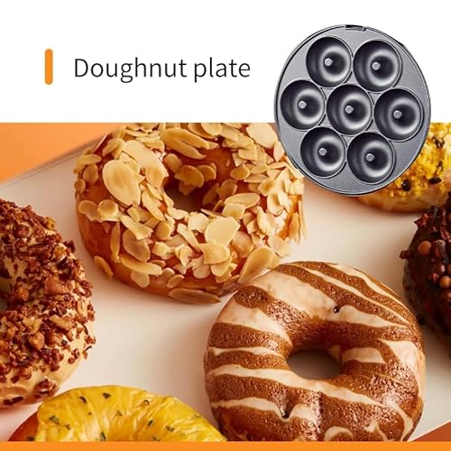 KOLENSA Donut Maker, 3 in 1 Electric Cartoon Snack Cake Machine,Waffle Sandwich Detachable Dessert Toaster, with 3 Removable Interchangeable Non Stick Plates, Breakfast Afternoon Tea Use