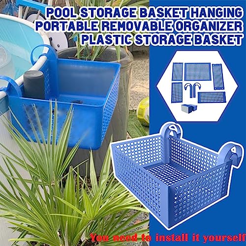 Asixxsix Cesta de armazenamento à beira da piscina, suporte de copo de plástico acima do solo, acess