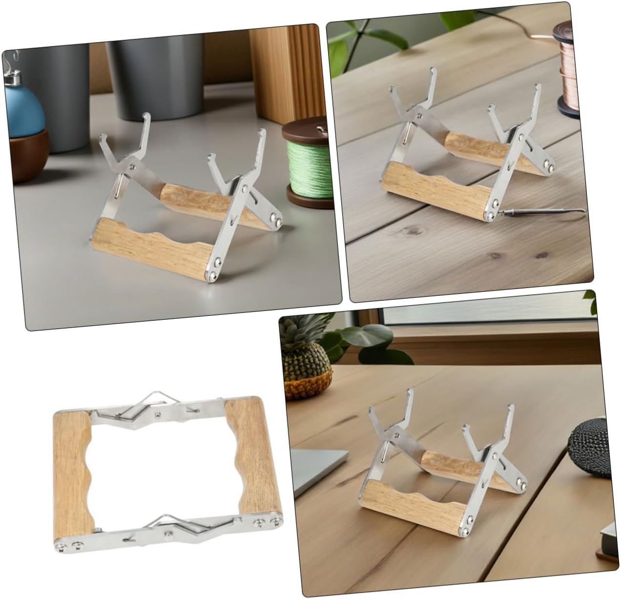 BESPORTBLE 4pcs Beekeeping Frame Gripper Clamp Stainless Metal Hive Frame Lifter with Wooden Handle Beehive Tool for Hive Inspection