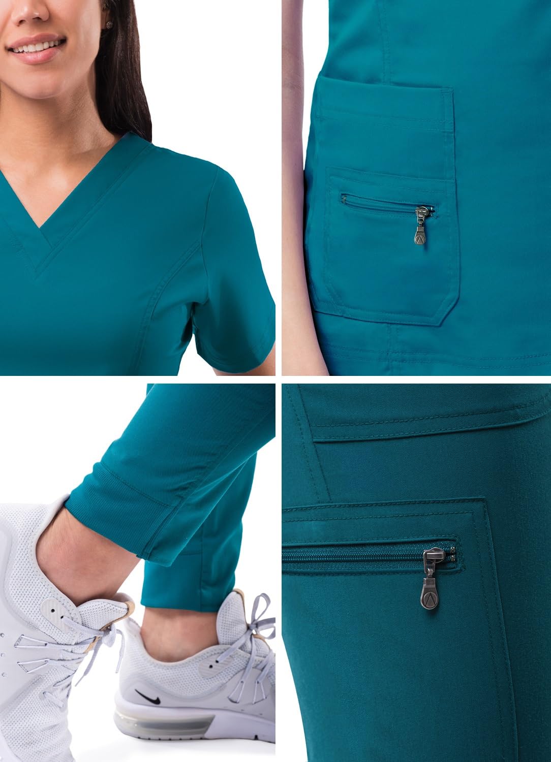 Adar PRO Set Scrub Flawless Plus da Donna - Top con Scollo a V rialzato e Pantaloni da Jogging