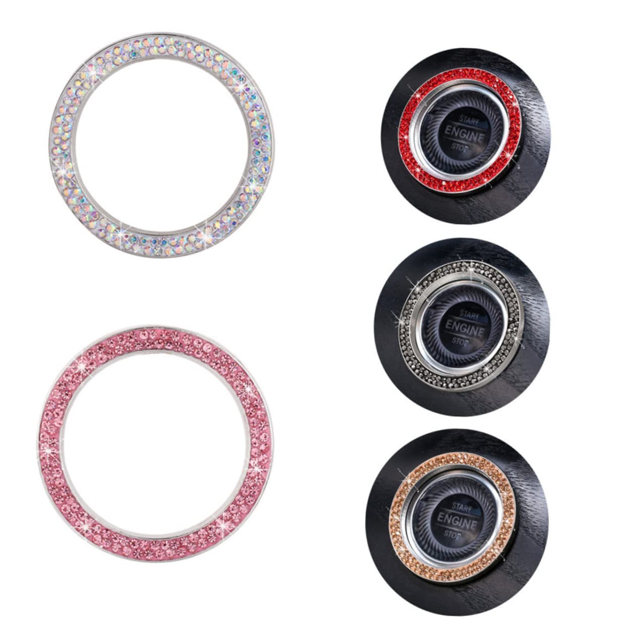 Cabilock 5 Bouchons de Valve de Pneu Décoratifs Anneau de Bouton de Démarrage, Strass Rouge, Anti-poussière pour Voiture et Moto