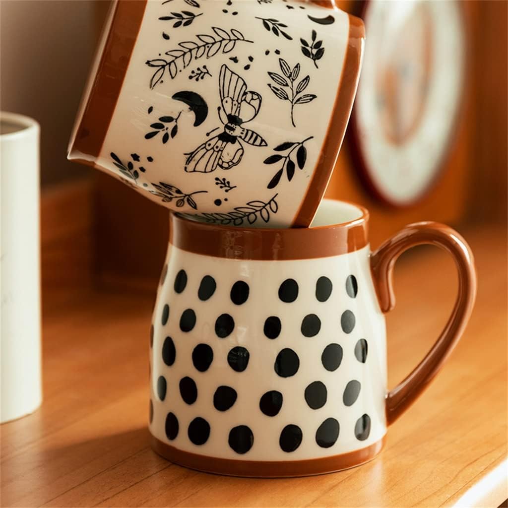 500ml Ceramic Coffee Mug Heat-resistant Handgrip Cup For Juice Water Milk Office Kitchen Restaurant(Black)