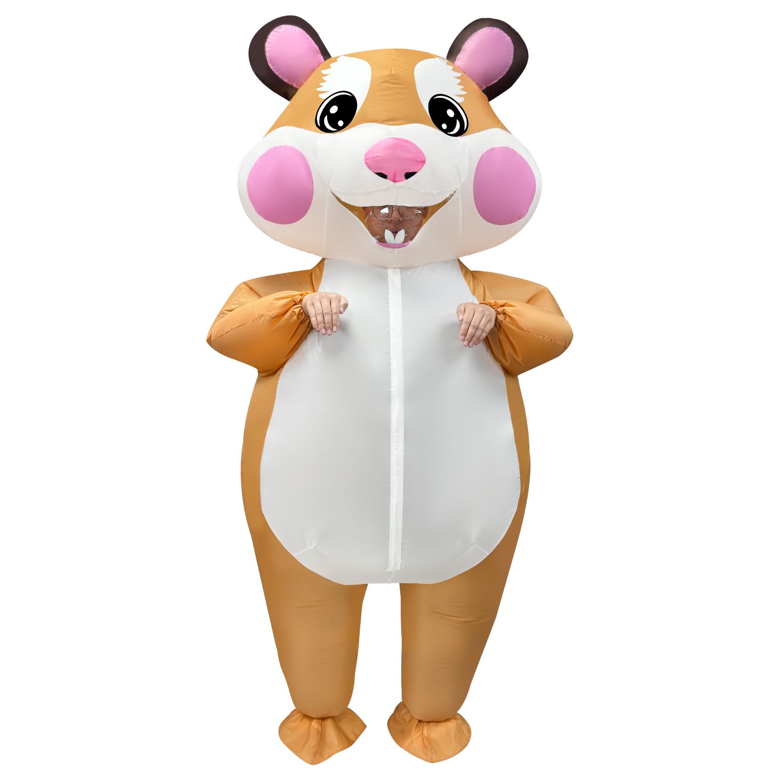 Poptrend Inflatable Hamster Costume for Adult Kids, Funny Animal Hamsters Blow up Costume for Halloween Cosplay Party Men Women Funny Fancy Dress Party (Adult)