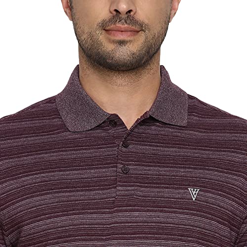 Van Heusen Athleisure Men Polo T-Shirt - Cotton Rich - Ultra Soft, Short Sleeve, Heathered_60043_Crushed Berry_L