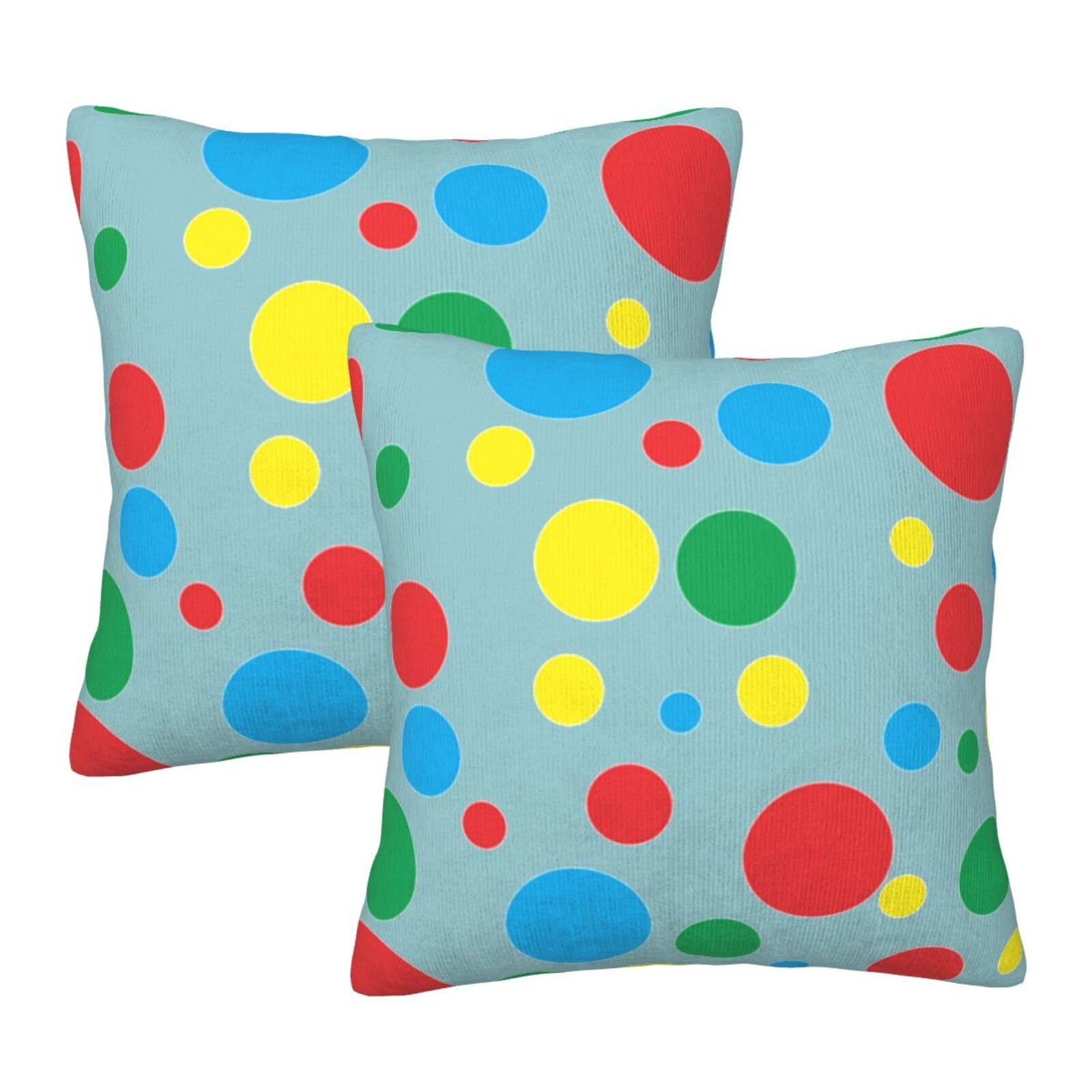 Taies d'oreiller carrées Twister lot de 2 en coton imprimé pois pour lit standard