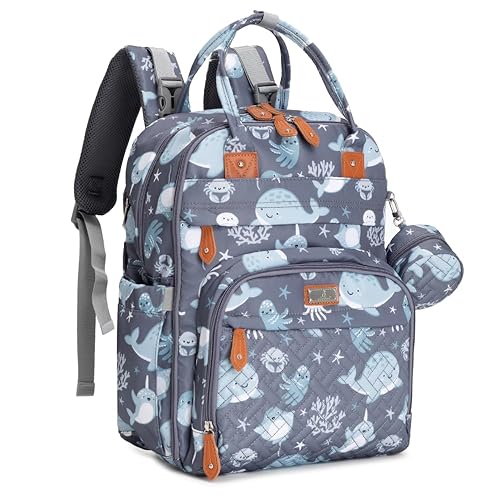 BabbleRoo - Mochila para pañales - Bolso de viaje con artículos esenciales para bebés - Bolso de pañales multifuncional resistente al agua, bolso de