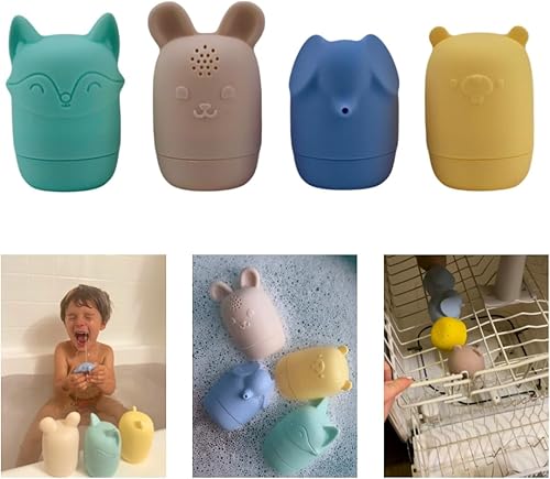 Juguetes de baño no tóxicos para bebés, juguetes de baño de silicona, juguetes ecológicos para la bañera para niños pequeños (juego de 4 juguetes) disponible en Yaxa Costa Rica