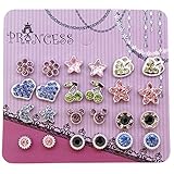 Color Crystal Magnetic Clip On Stud Earrings for Girls Womens Gift Set, Pack of 12 Pairs (MultiColor)