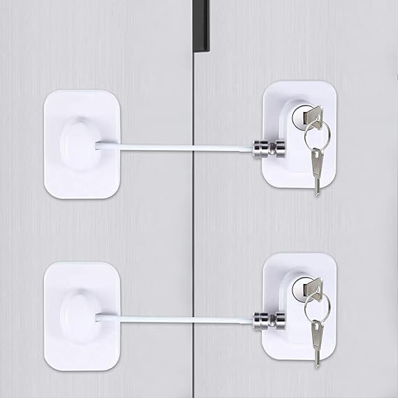 Fridge Door Lock, 2PC Refrigerator Door Lock with Keys, Mini Fridge
