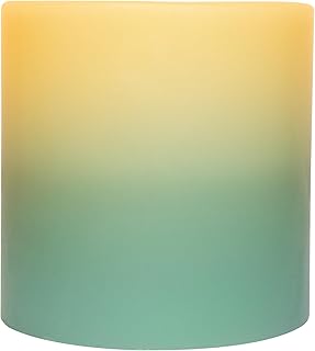 Northlight Sage Green Battery Operated Flameless LED Lighted 3-Wick Flickering Wax Christmas Pillar Candle, 6"