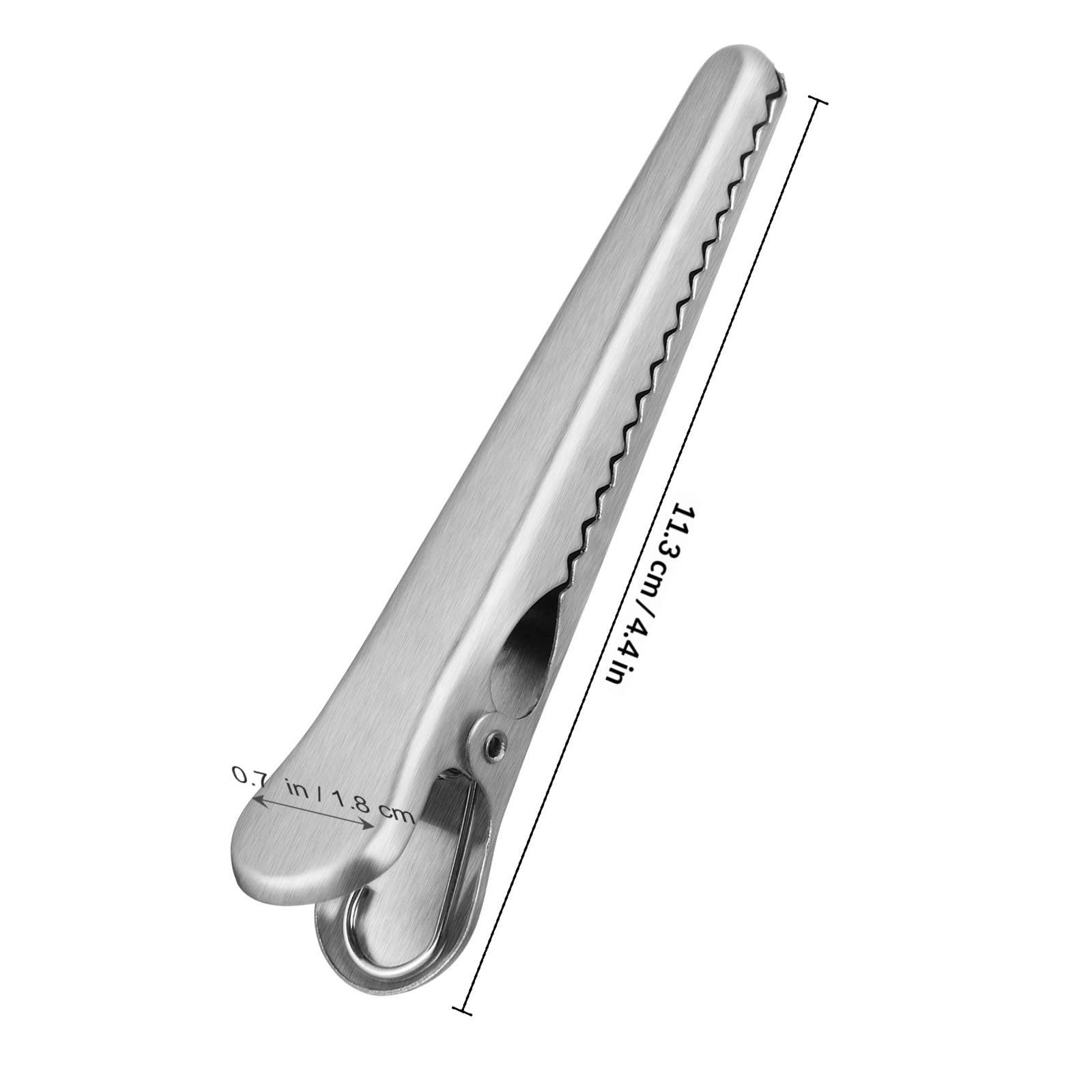 Pince de Fermeture Alimentaire en Acier Inoxydable, Lot de 6, Argenté